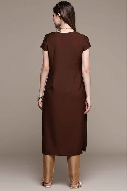 Brown Colour Crepe Foil Print Kurti KR1060233 A
