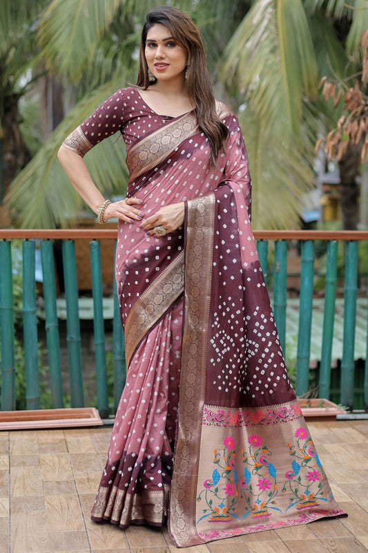 Brown Colour Dola Silk Paithani Saree SD1110922