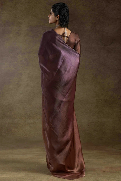 Brown Colour Fendi Satin Silk Ready To Wear Saree SD1122021 A