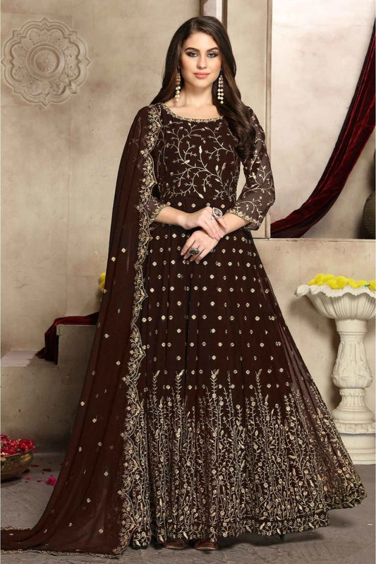 Brown Colour Georgette Anarkali Suit SM1050021