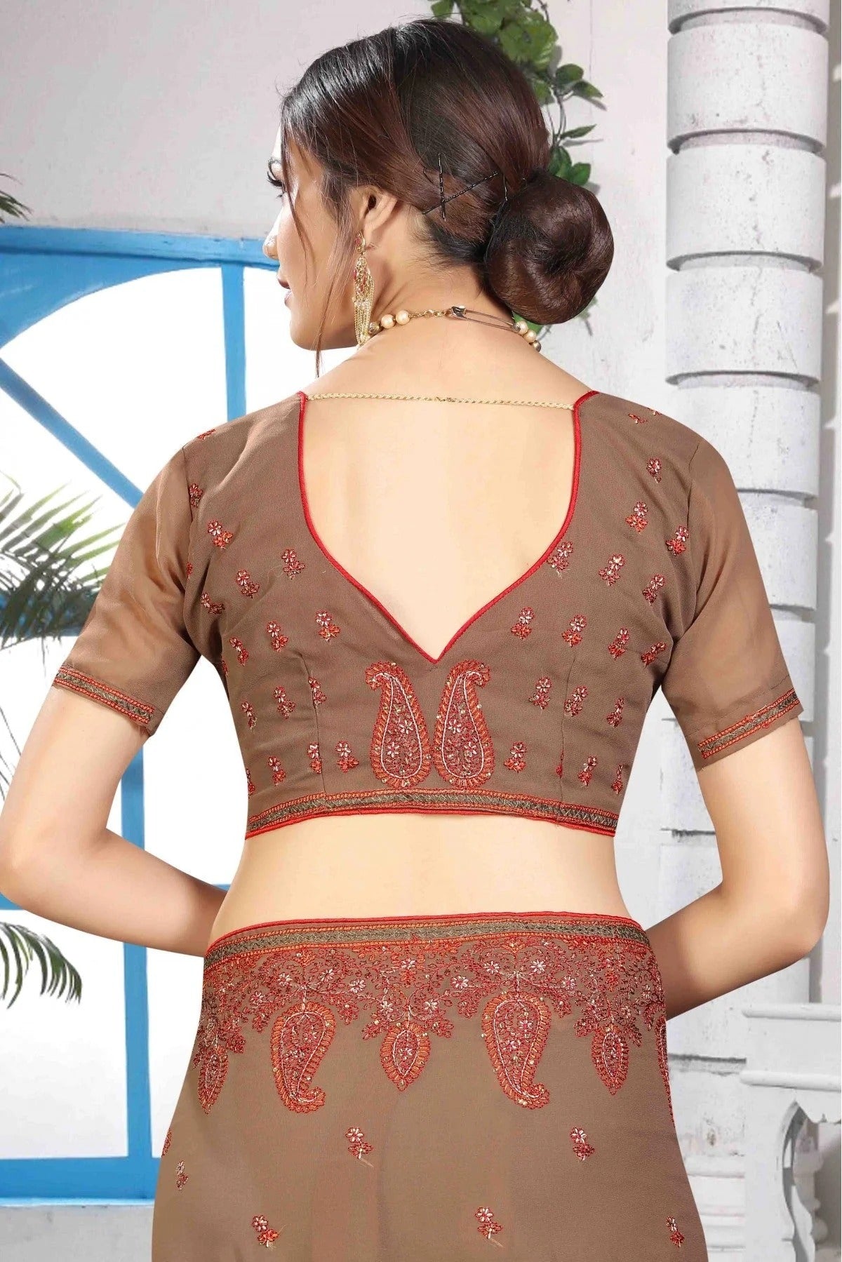 Brown Colour Georgette Designer Saree SD1120462 A