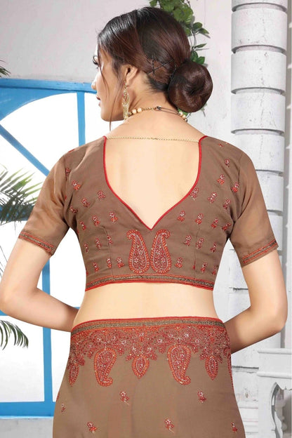 Brown Colour Georgette Designer Saree SD1120462 A