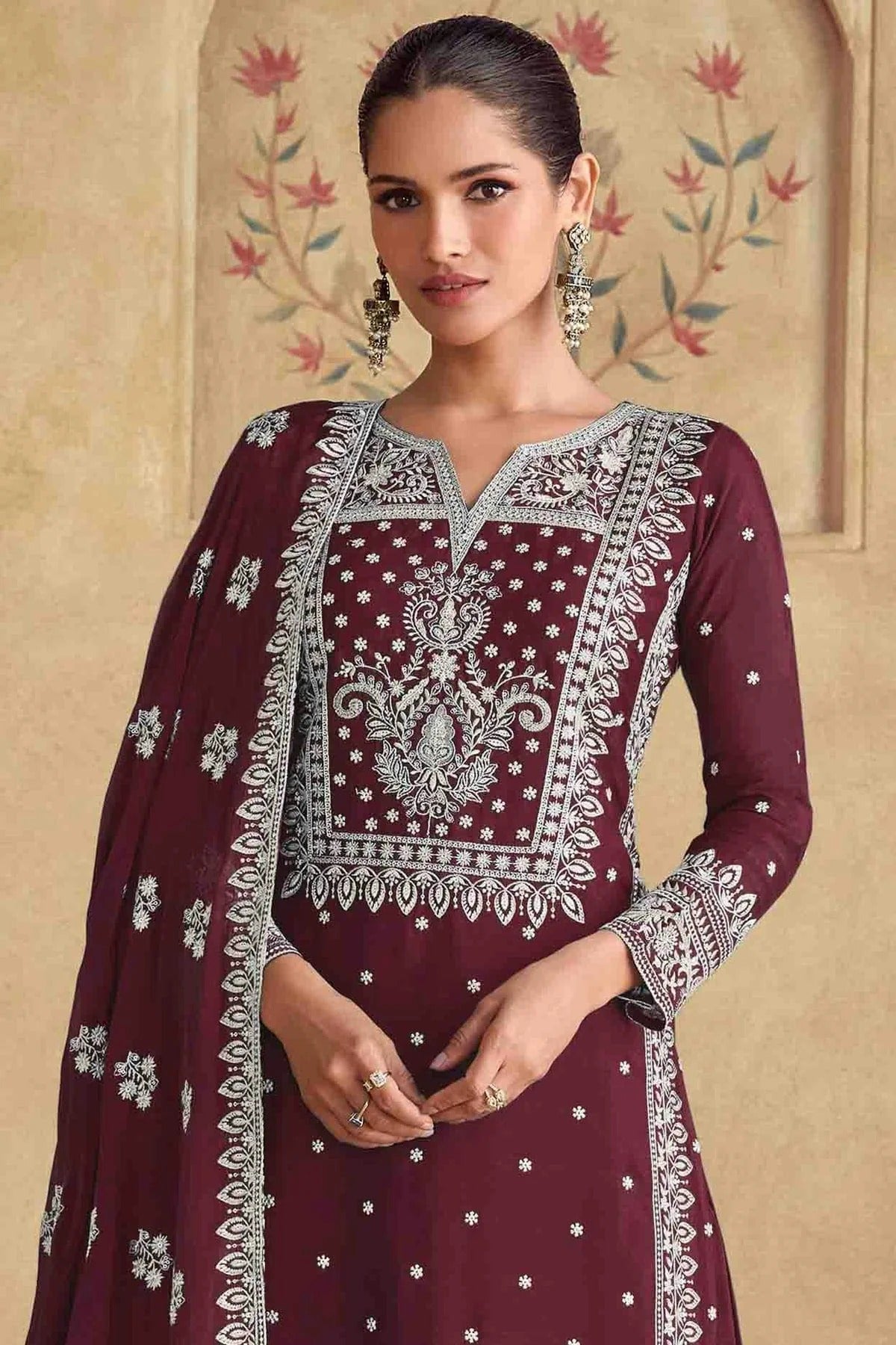 Brown Colour Georgette Palazzo Pant Suit SM1112960 A