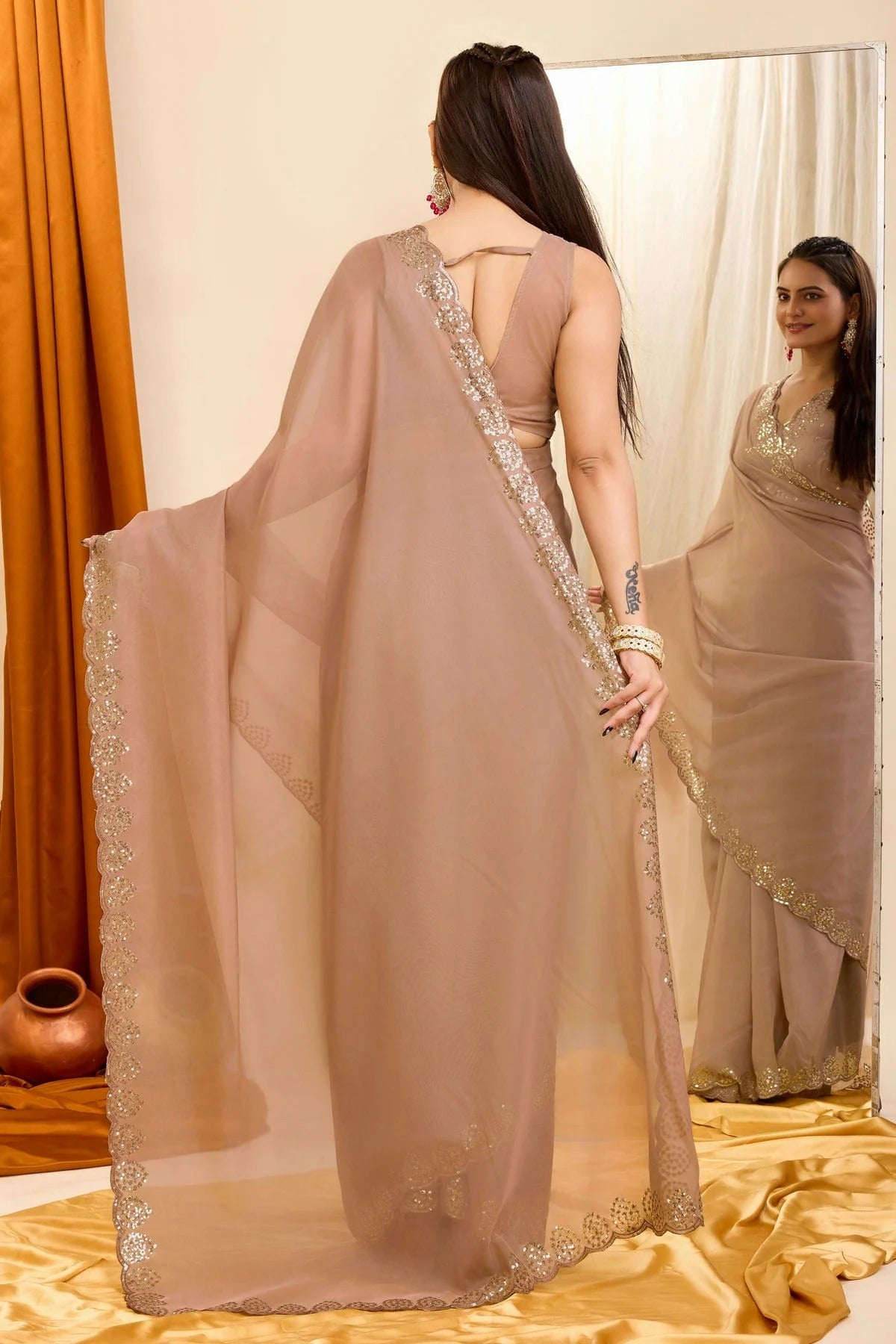 Brown Colour Georgette Saree SD1110209 A