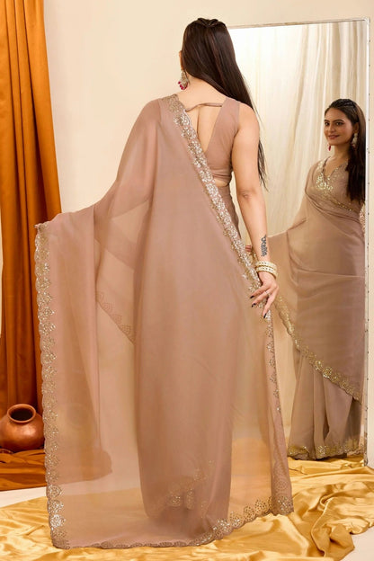 Brown Colour Georgette Saree SD1110209 A