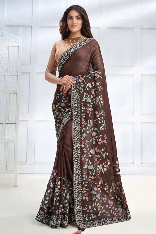 Brown Colour Georgette Silk Designer Saree SD1111727