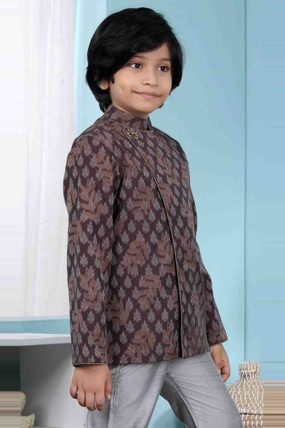 Brown Colour Handloom Silk Jacket BW1070135 B