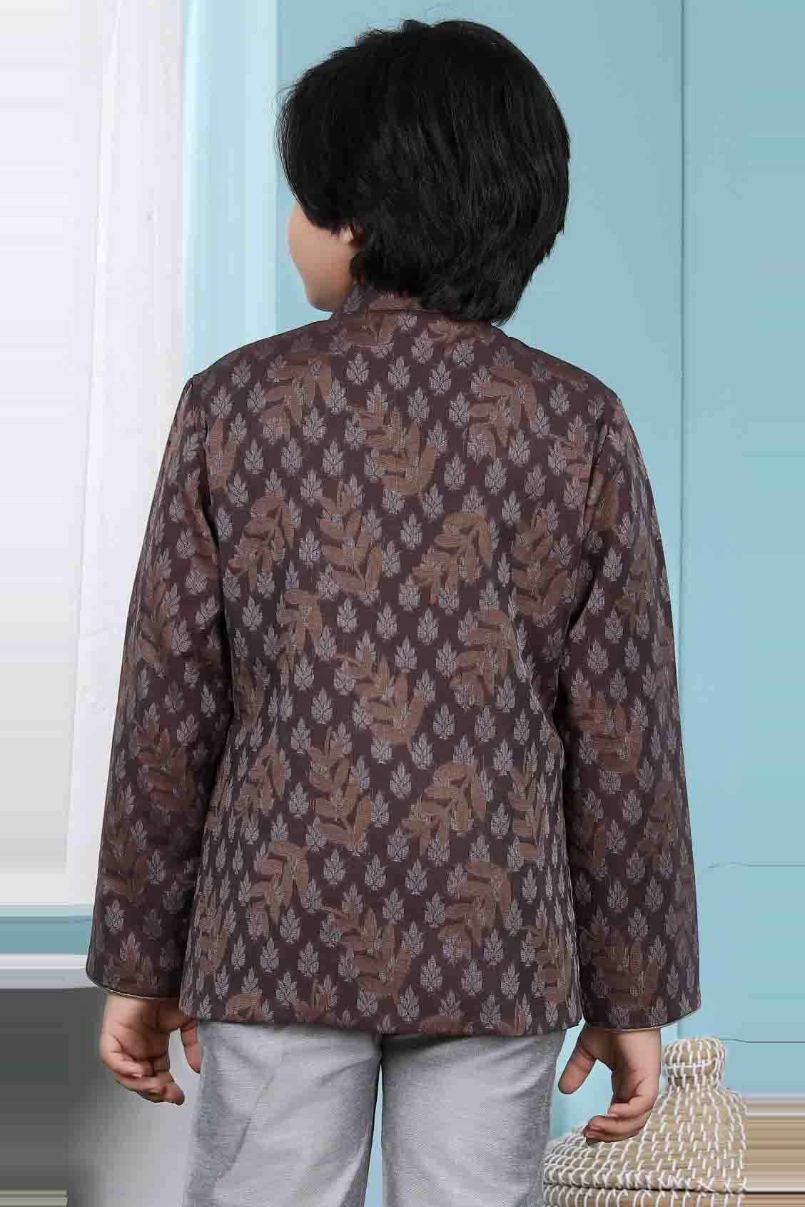 Brown Colour Handloom Silk Jacket BW1070135 C