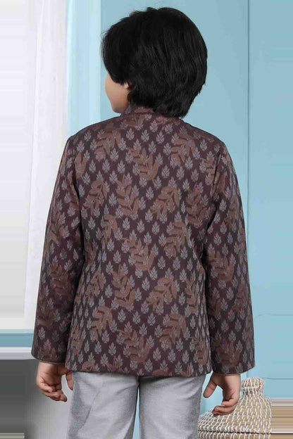 Brown Colour Handloom Silk Jacket BW1070135 C