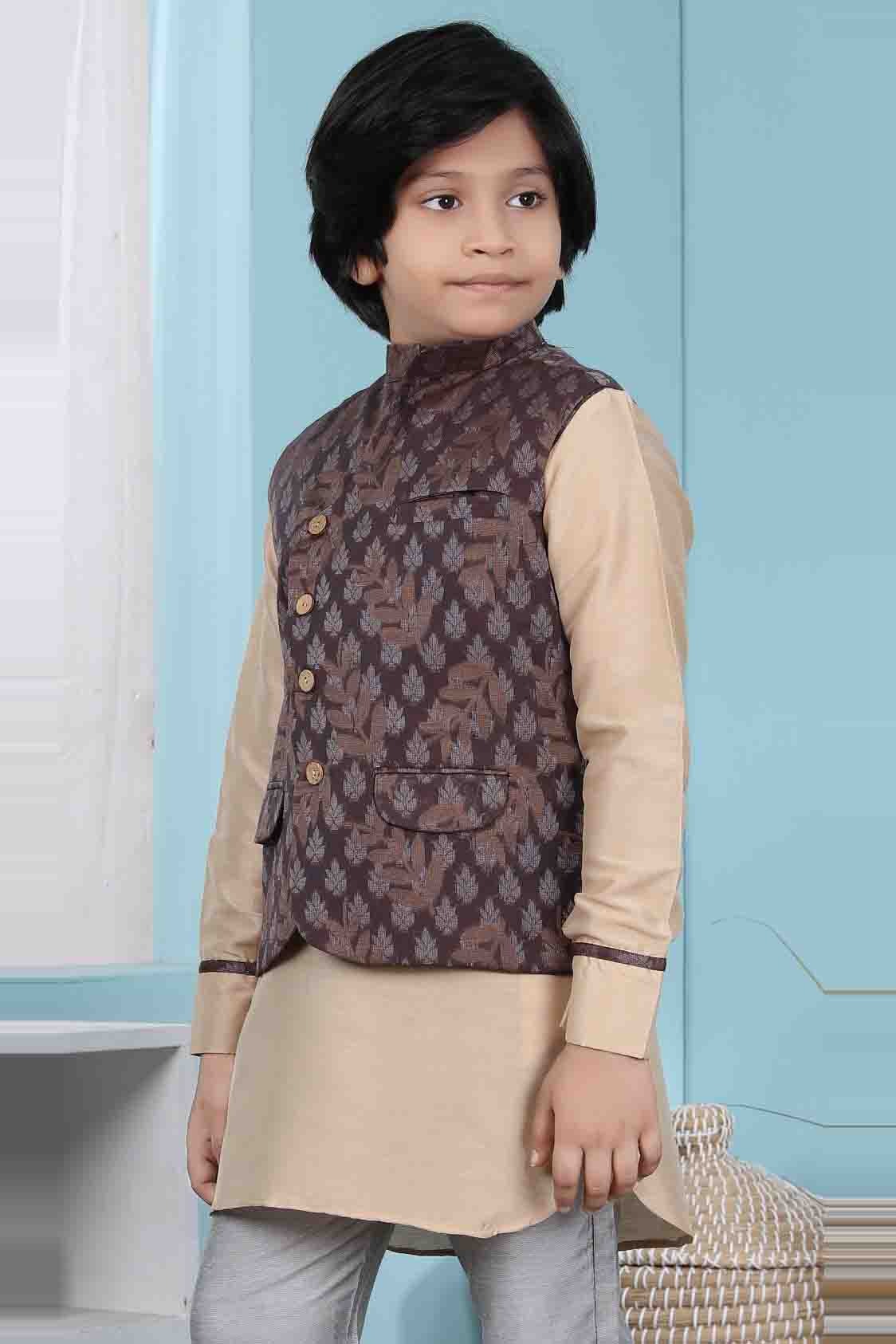 Brown Colour Handloom Silk Jacket BW1070138 A
