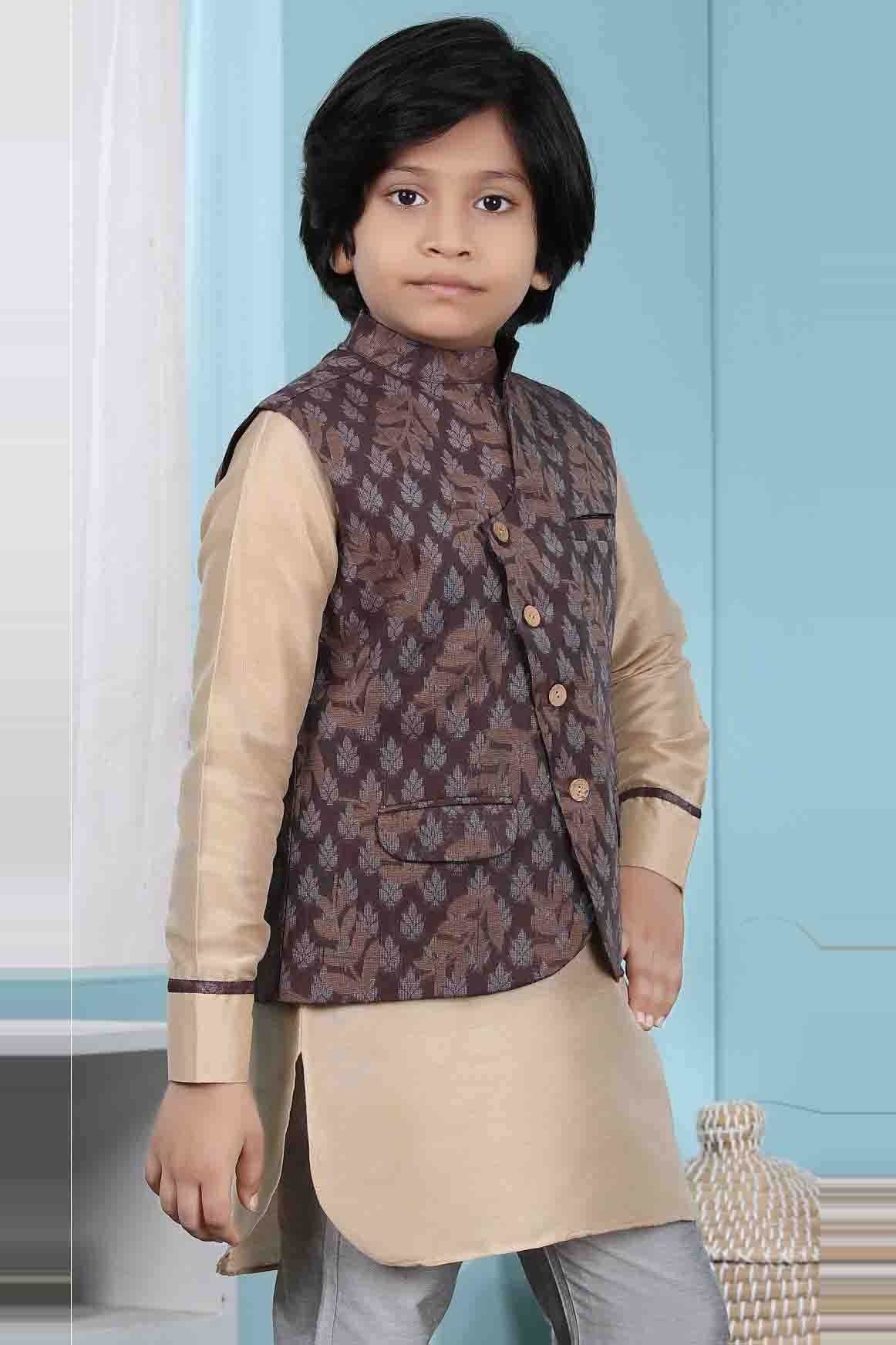 Brown Colour Handloom Silk Jacket BW1070138 B