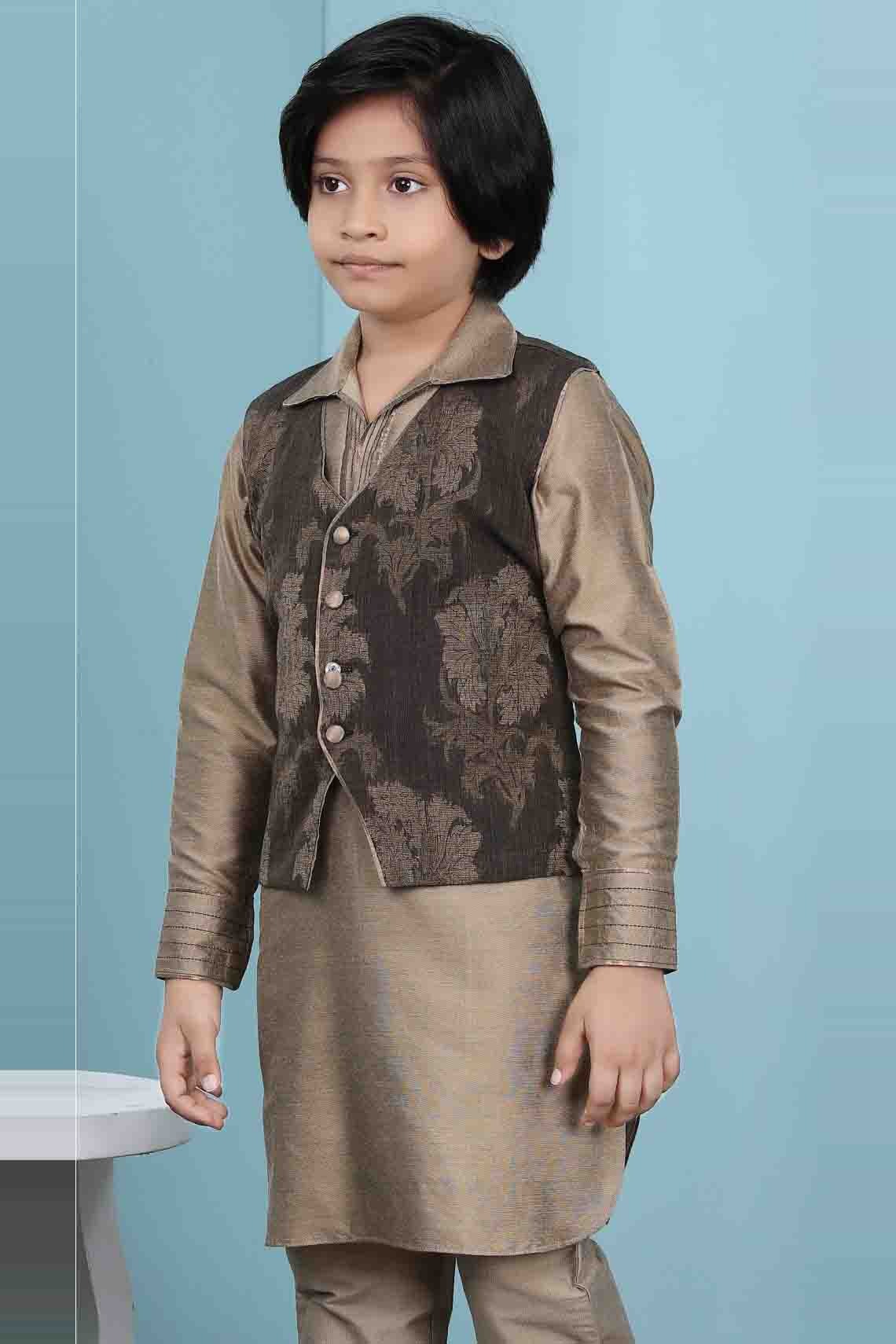 Brown Colour Handloom Silk Jacket BW1070150 A