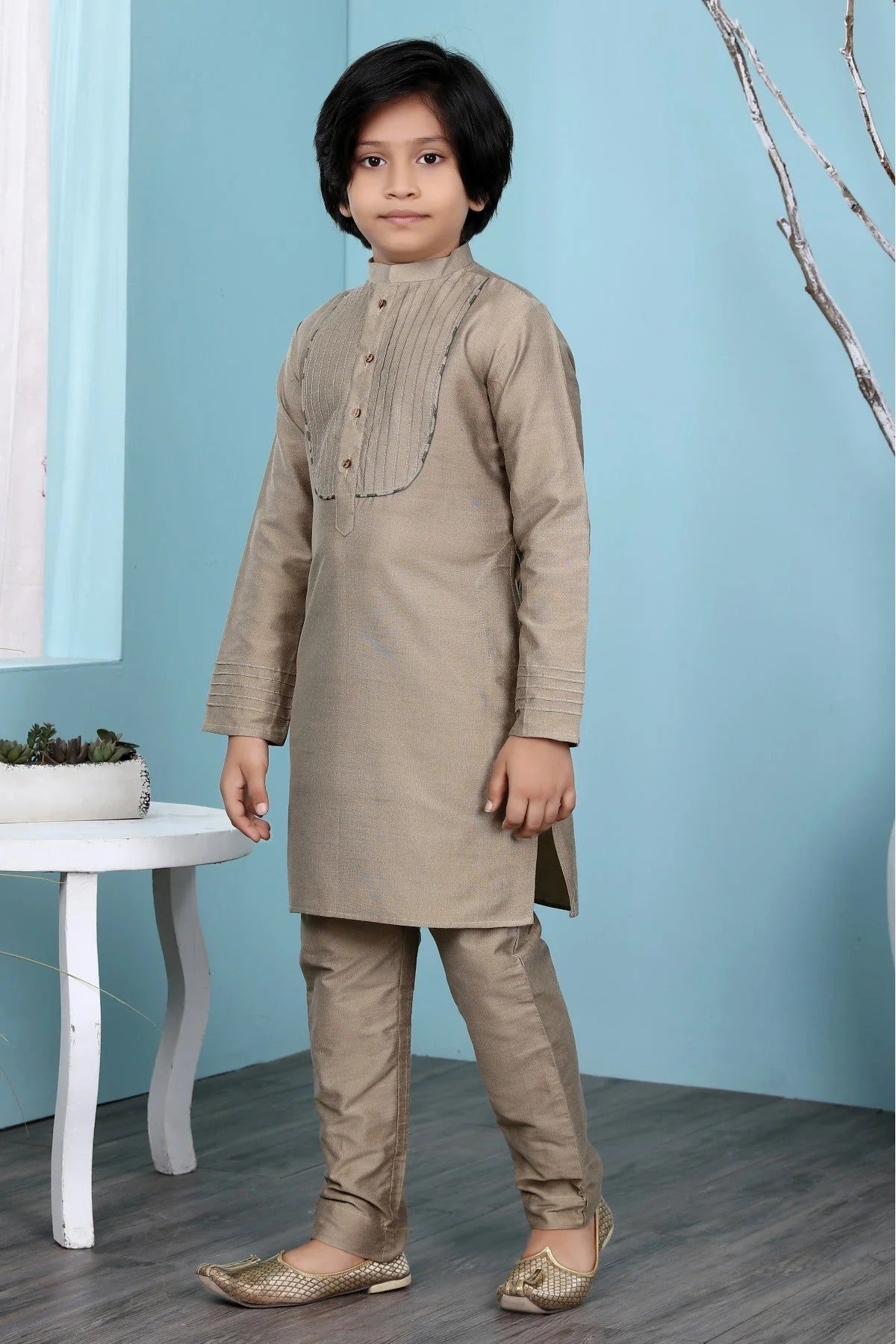 Brown Colour Handloom Silk Kurta Pajama BW1070087 A