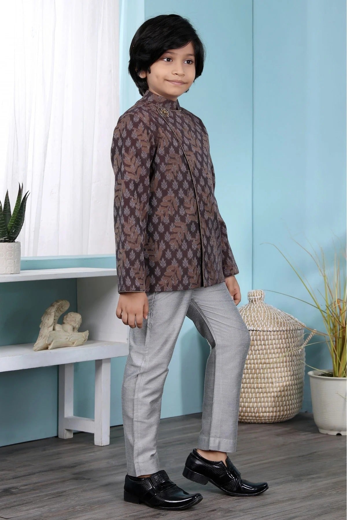 Brown Colour Handloom Silk Sherwani BW1070075 B