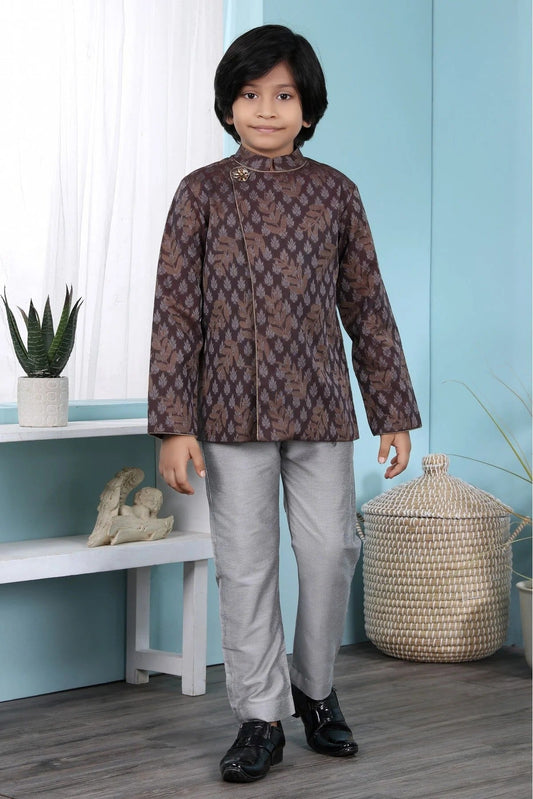 Brown Colour Handloom Silk Sherwani BW1070075