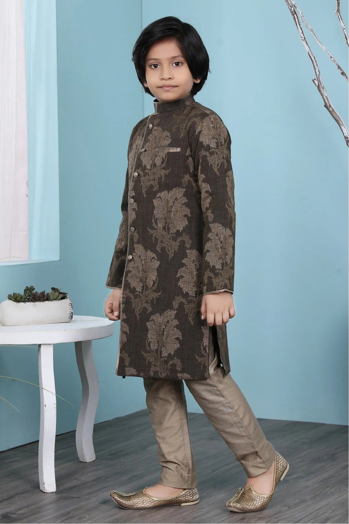 Brown Colour Handloom Silk Sherwani BW1070091 A