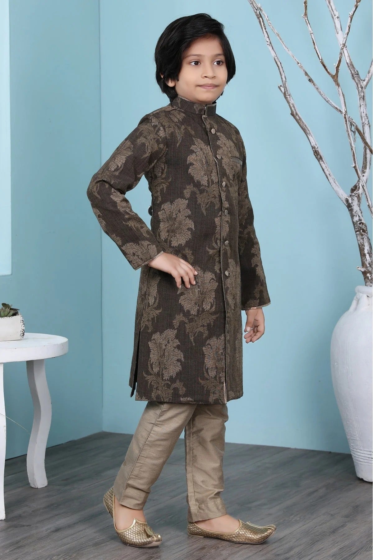 Brown Colour Handloom Silk Sherwani BW1070091 B