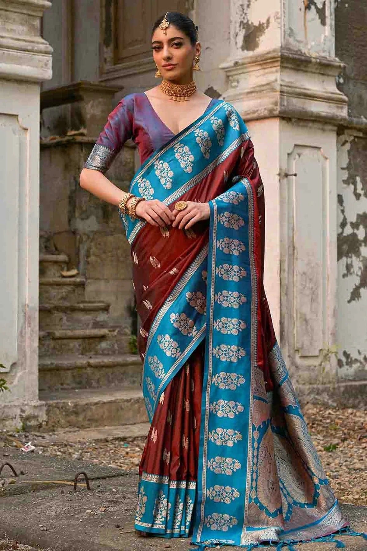 Brown Colour Kanchi Silk Traditional Saree SD1260053