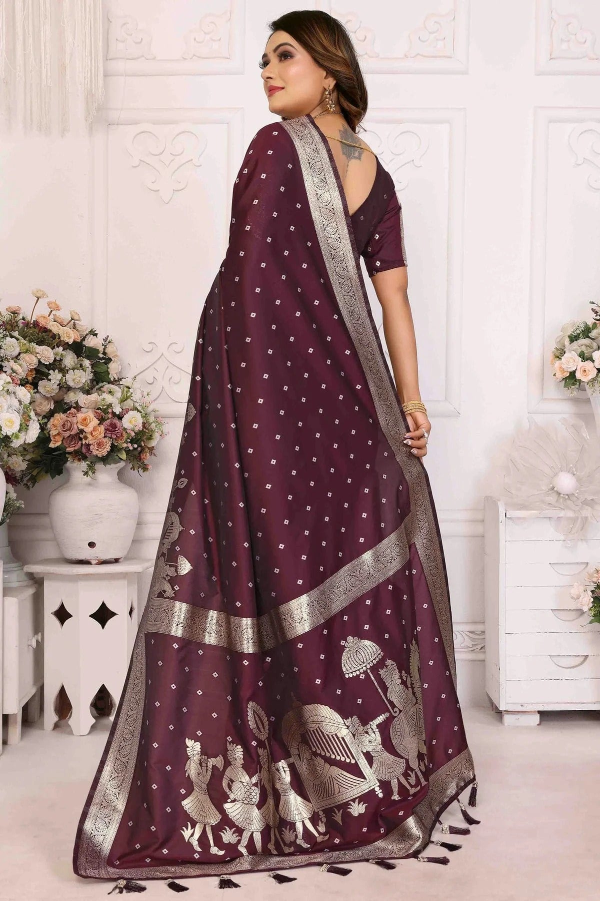 Brown Colour Kochi Silk Traditional Saree SD1113075 A