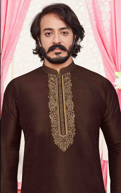 Brown Colour Kurta Pajama In Art Silk KP1210094 A