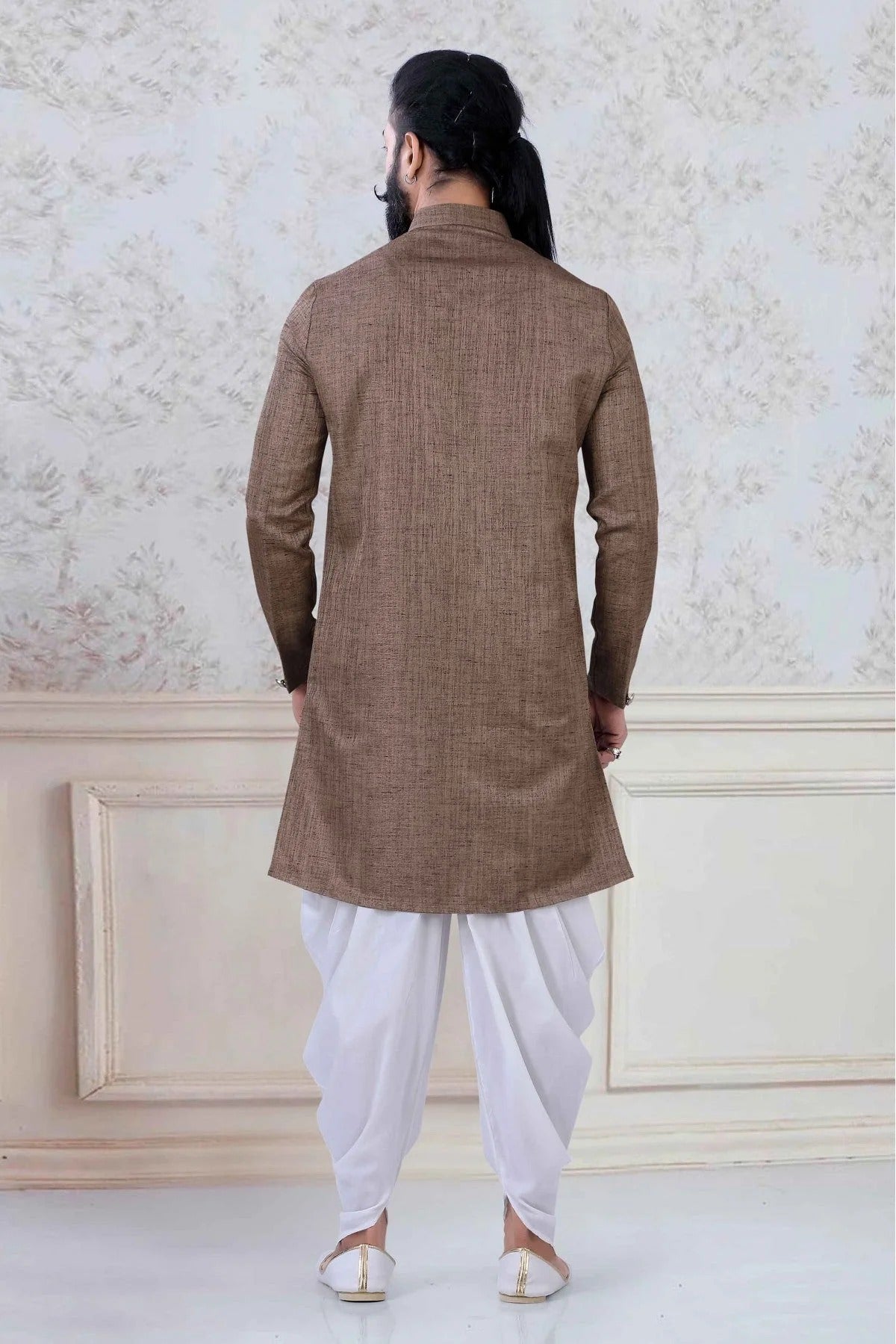 Brown Colour Linen Festival Wear Dhoti Kurta KP1130067 A