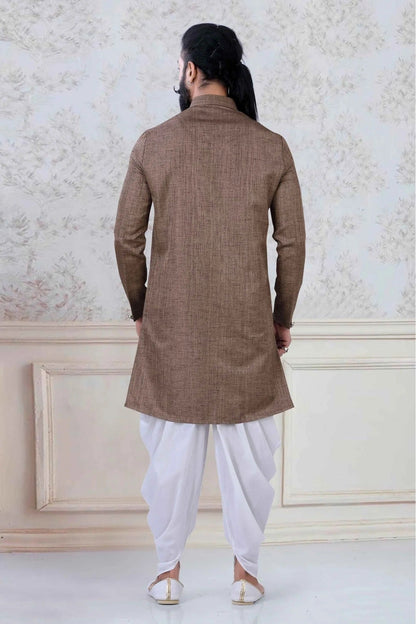 Brown Colour Linen Festival Wear Dhoti Kurta KP1130067 A