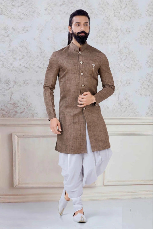 Brown Colour Linen Festival Wear Dhoti Kurta KP1130067