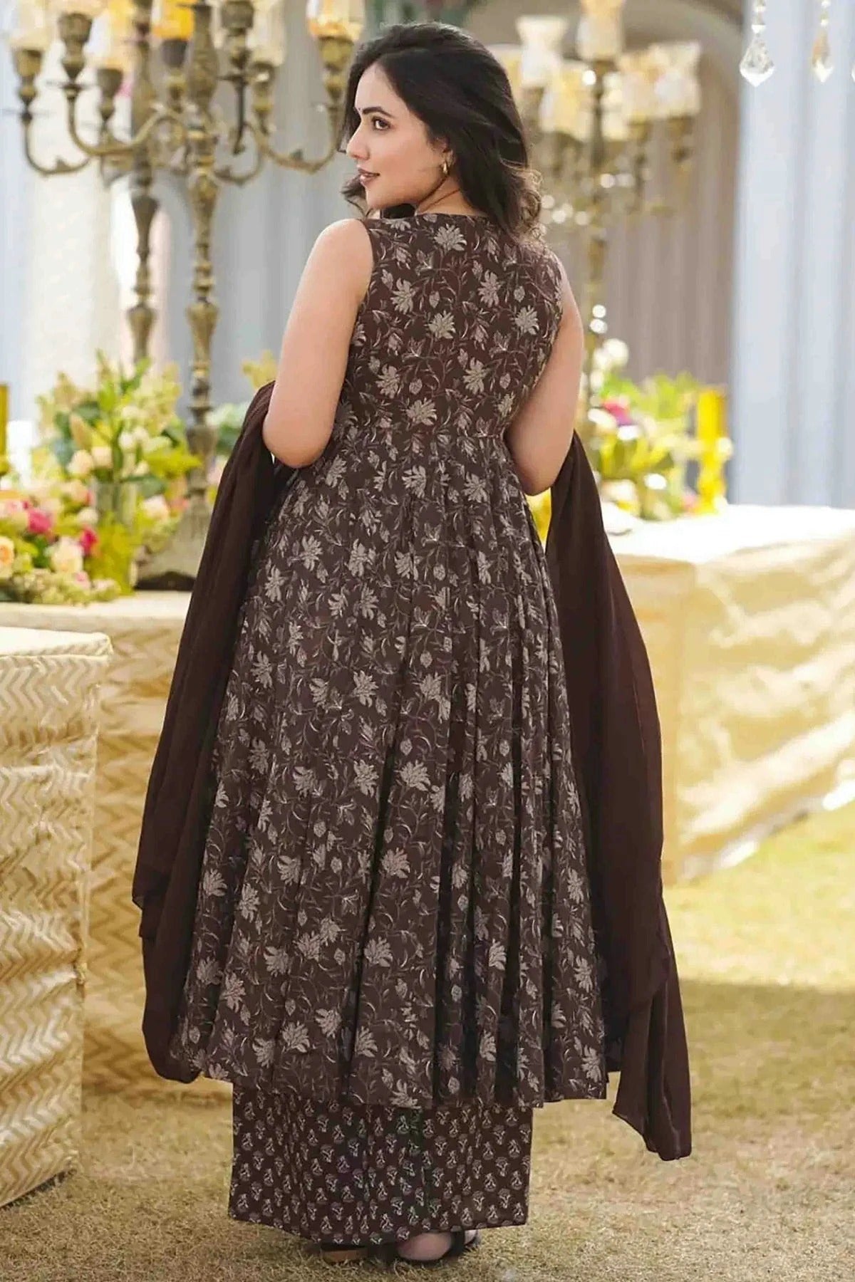 Brown Colour Muslin Stitched Suit SS1113313 A