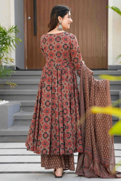 Brown Colour Muslin Stitched Suit SS1113315 A