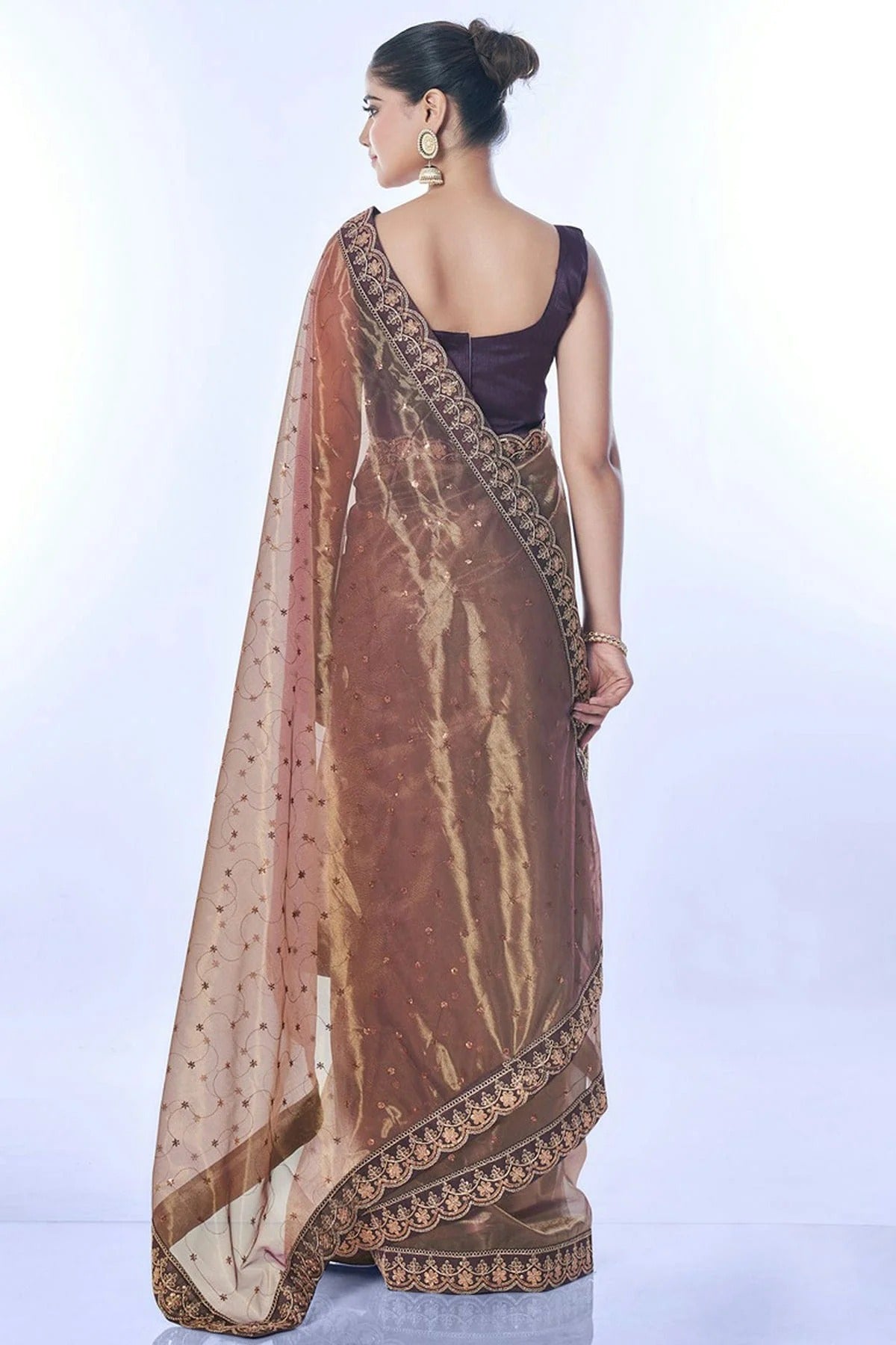 Brown Colour Net Designer Saree SD1111685 A