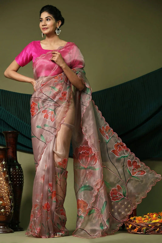 Brown Colour Organza Saree SD1110401