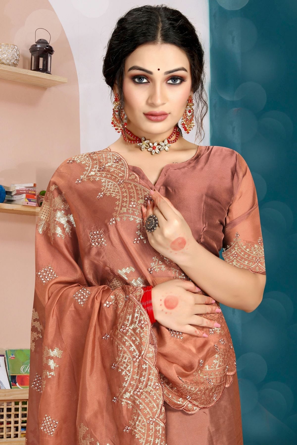 Brown Colour Organza Silk Designer Saree LC1121338 A
