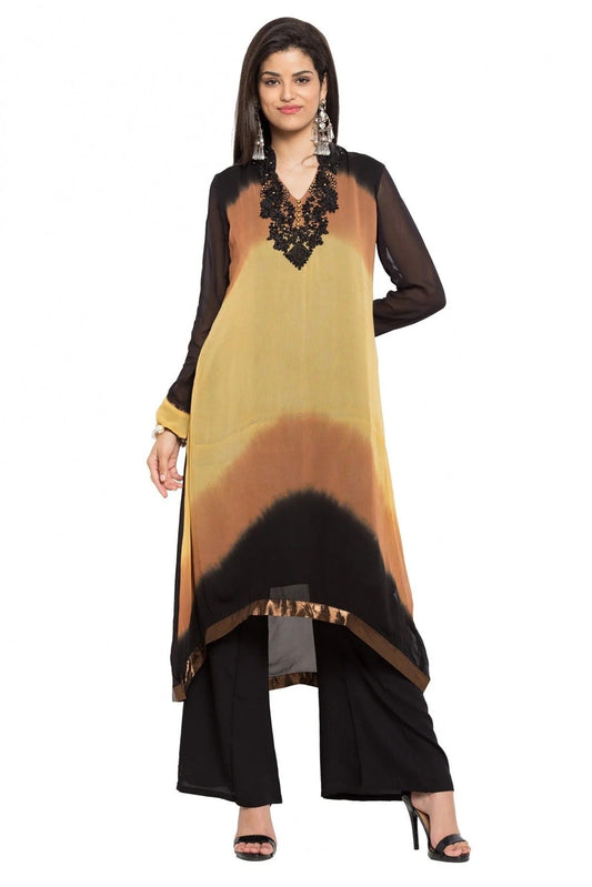 Brown Colour Plus Size Faux Georgette Kurti KR1070408