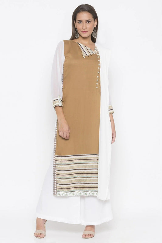 Brown Colour Plus Size Stitched Cotton Embroidery Palazzo Pant Suit BW1070266