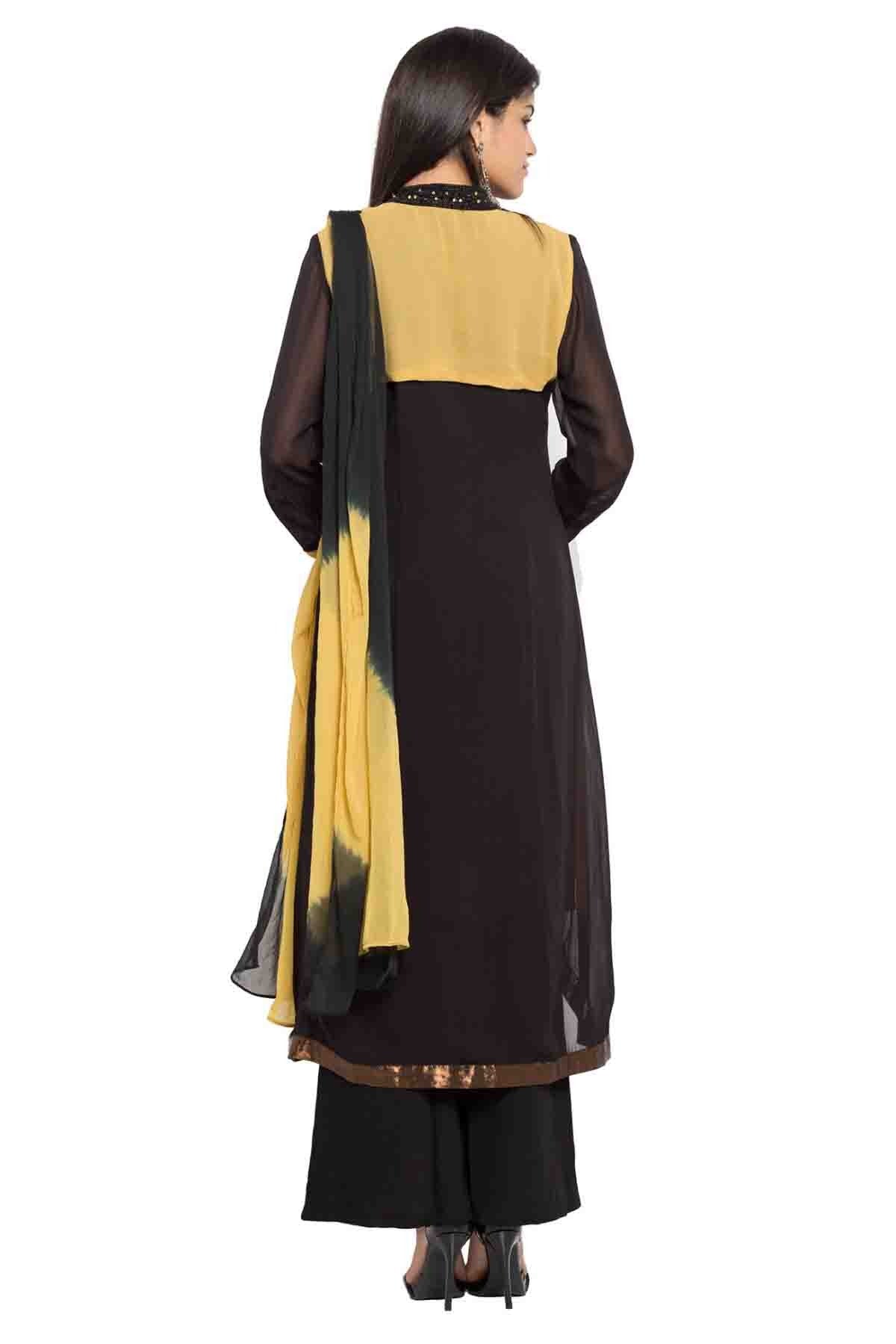 Brown Colour Plus Size Stitched Faux Georgette Palazzo Pant Suit BW1070166 A