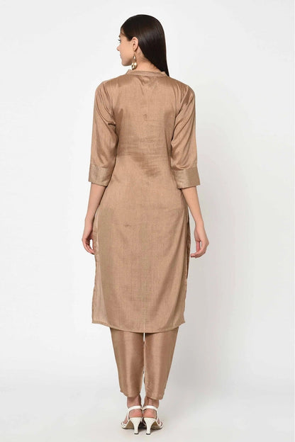 Brown Colour Poly Silk Solid Kurti KR1060249 B