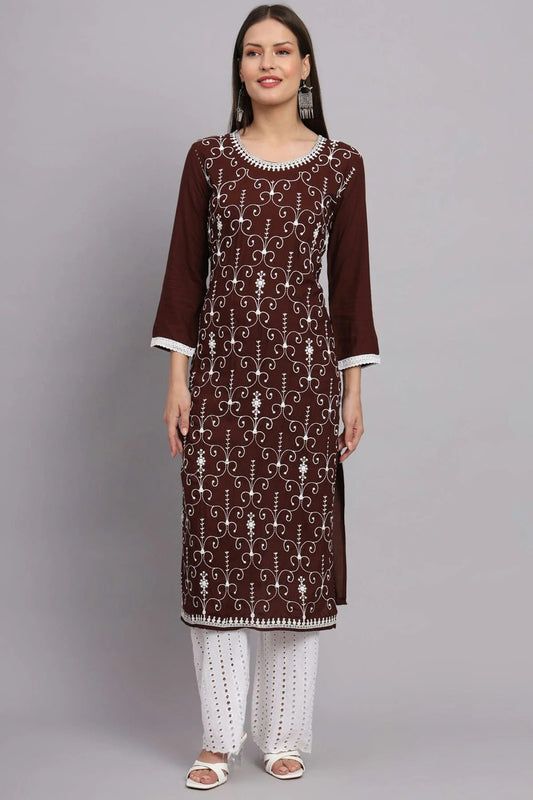 Brown Colour Rayon Kurti KR1111092
