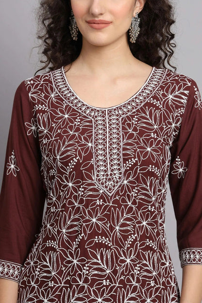 Brown Colour Rayon Kurti KR1111100 A