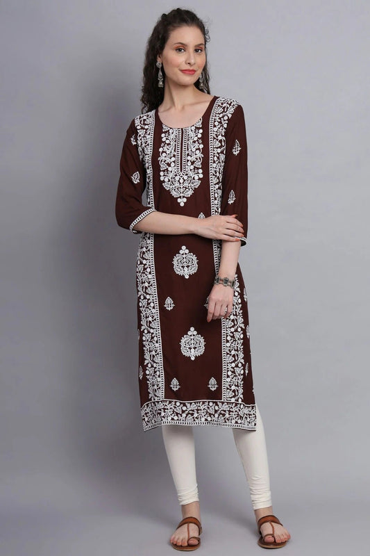 Brown Colour Rayon Kurti KR1111128