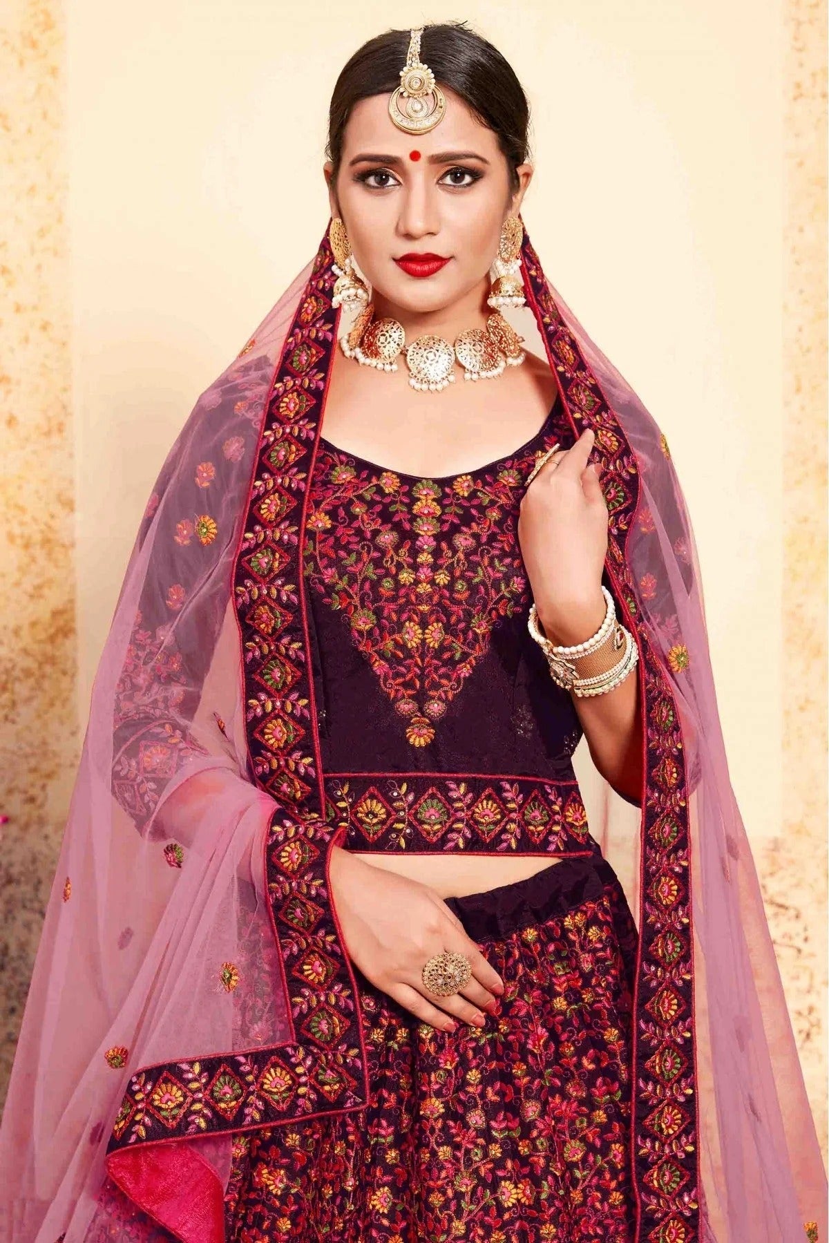 Brown Colour Satin Embroidery Lehenga Choli LC1080197 B