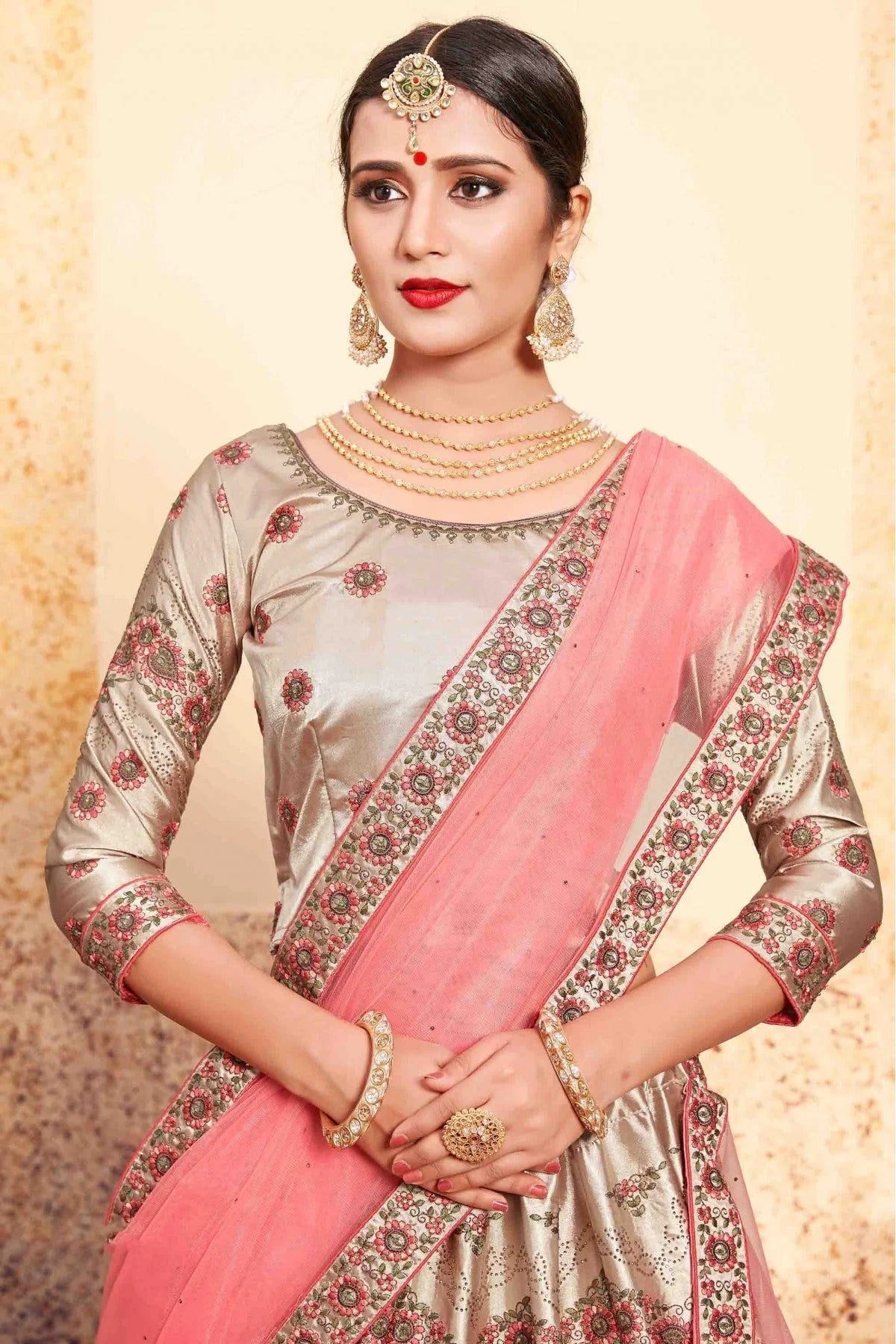 Brown Colour Satin Embroidery Lehenga Choli LC1080207 B
