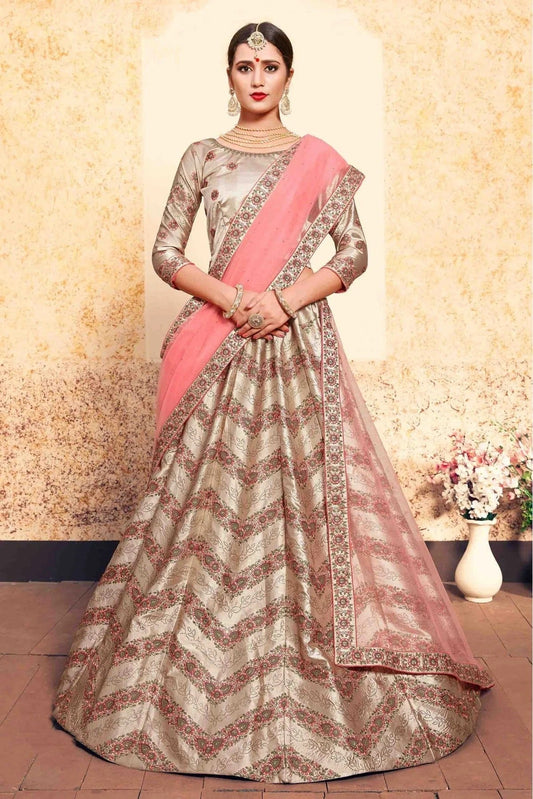 Brown Colour Satin Embroidery Lehenga Choli LC1080207