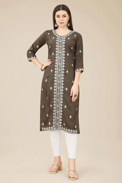 Brown Colour Shiny Silk Kurti KR1111001