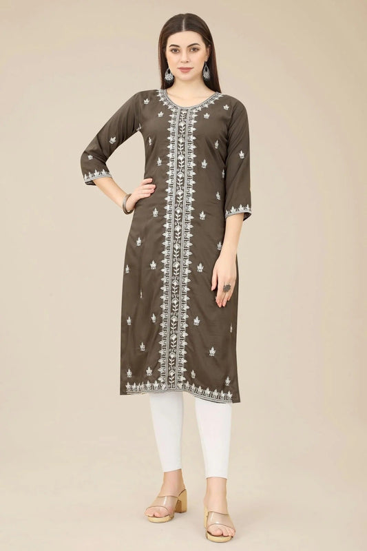 Brown Colour Shiny Silk Kurti KR1111001