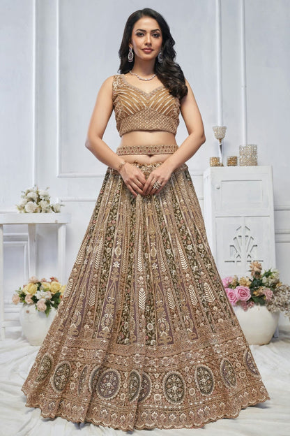 Brown Colour Soft Net Embroidery Lehenga Choli LC1111360 A