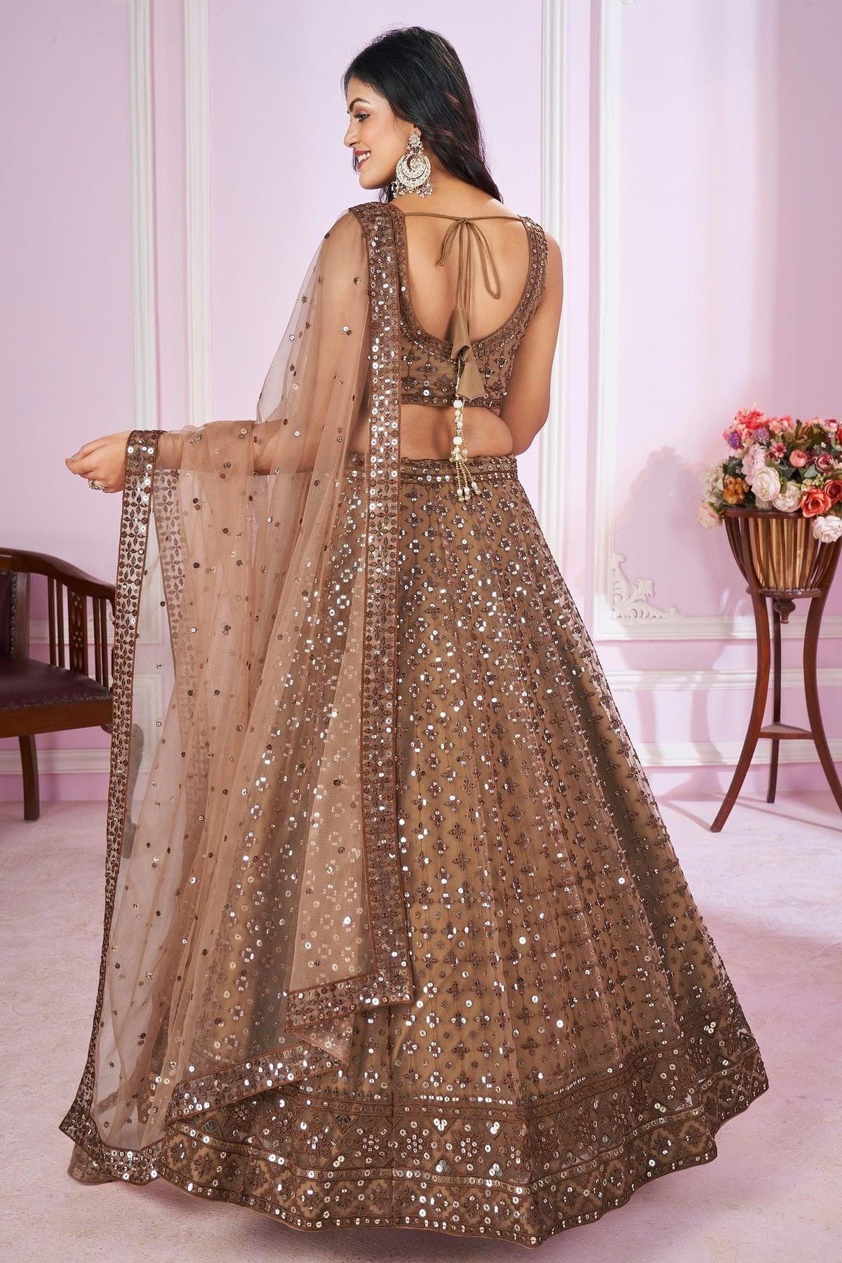 Brown Colour Soft Net Lehenga Choli LC1010288 1