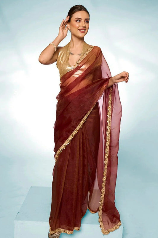 Brown Colour Tissue Designer Saree SD1111674