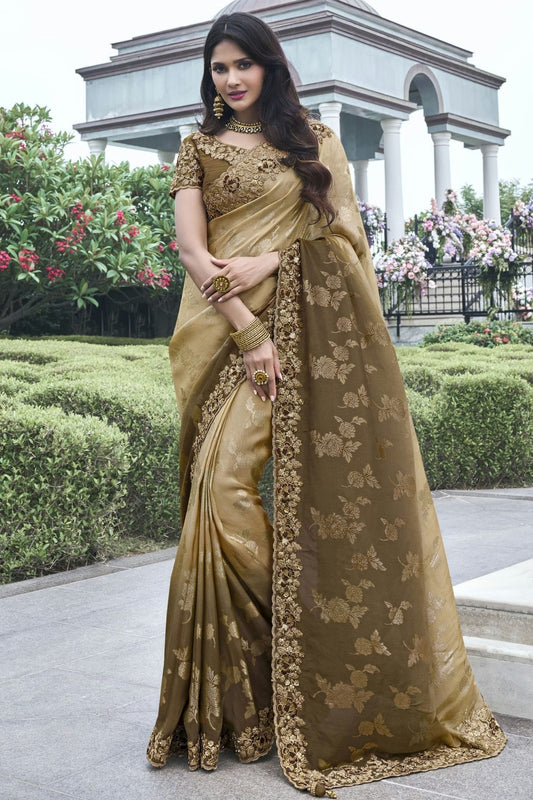 Brown Colour Tissue Silk Designer Saree SD1110964