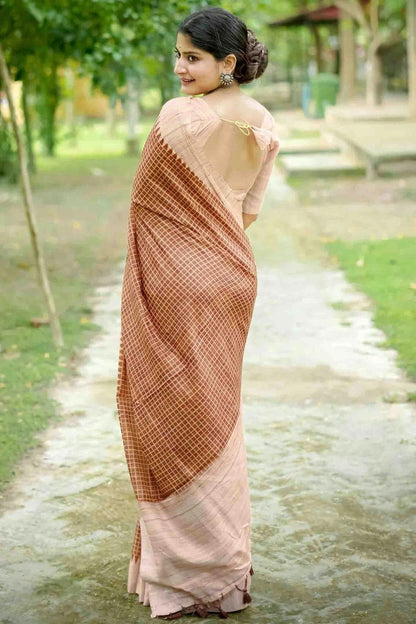 Brown Colour Tussar Silk Traditional Saree SD1260068 A