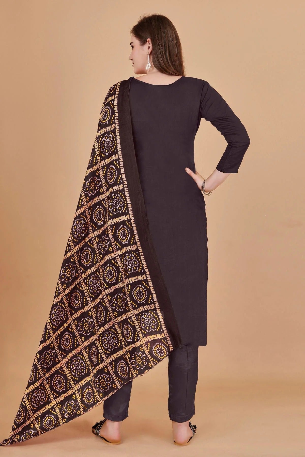 Brown Colour Unstitched Banarasi Jacquard Fabric Straight Suit US1160988 A